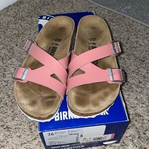 Birkenstock, metallic old rose. Size 36